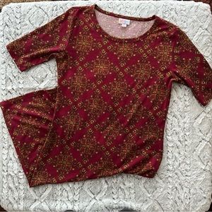 Lularoe Julia Dress Maroon Floral Size Small